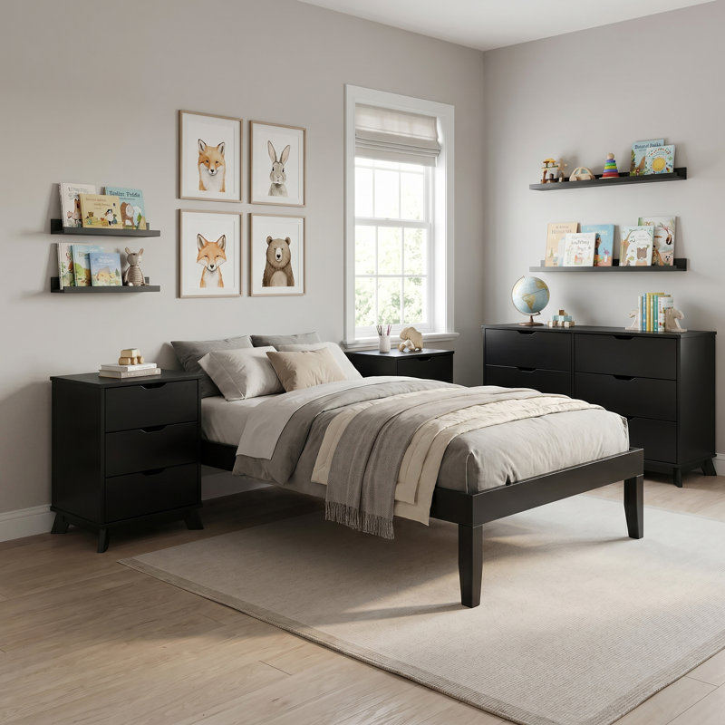 Marialana 4 Piece Bedroom Set, Twin, Black