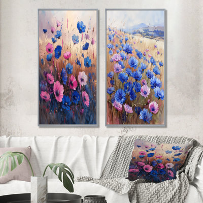 Ensemble de 2 fleurs bleues et bleues au printemps