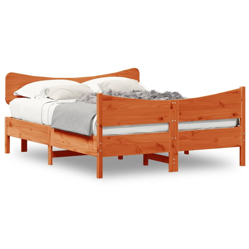 Rosalinde Solid Wood Bed, Wax Brown, Kingsize (5')