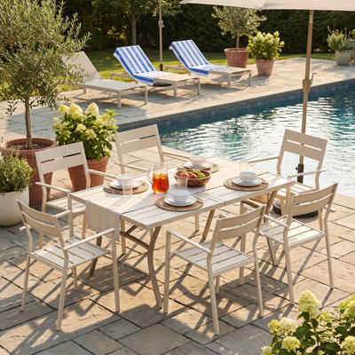 6-Person Patio Dining Set with 70.9" Rectangular Dining Table and 6 Stackable Dining Chairs