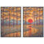 «Autumn Forest Sunset Path Landscape», reproduction d'art sur toile encadrée, 2 pièces-124932681-124932683