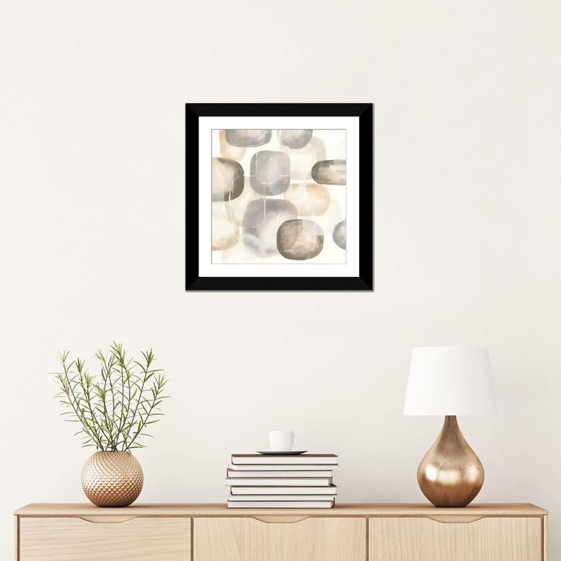 « iii », impression sur toile tendue Neutral Stones, Papier beaux-arts encadré noir, H 16 po x l 16 po x P 1 po, Blanc