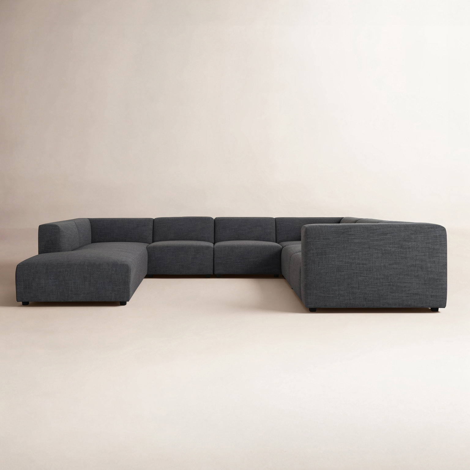 Sloan 6PC Sectional, Left Hand Facing, Saxon Charcoal Polyester Blend