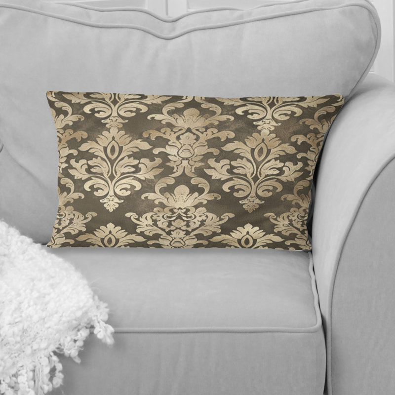 Coussin lombaire brun et beige damassé Glam V