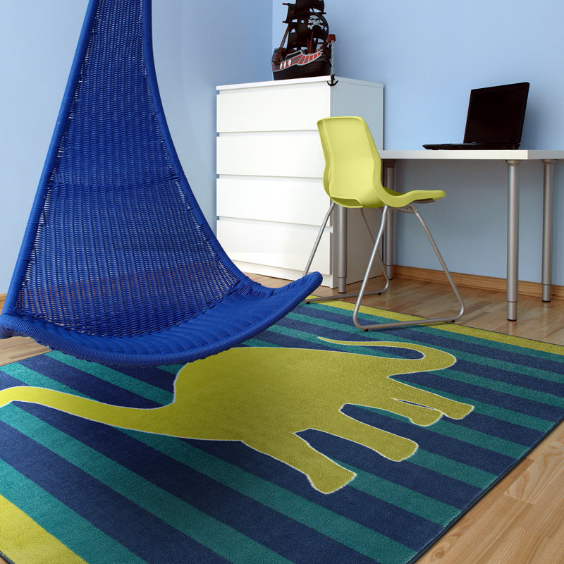 Tapis touffeté bleu / vert, Rectangle 5 pi x 8 pi