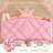 Princess Bed, Upholstered Crown Canopy Bed with Soft Padding, Pink House Bed for Kids Bedroom-1399461530-1399461533