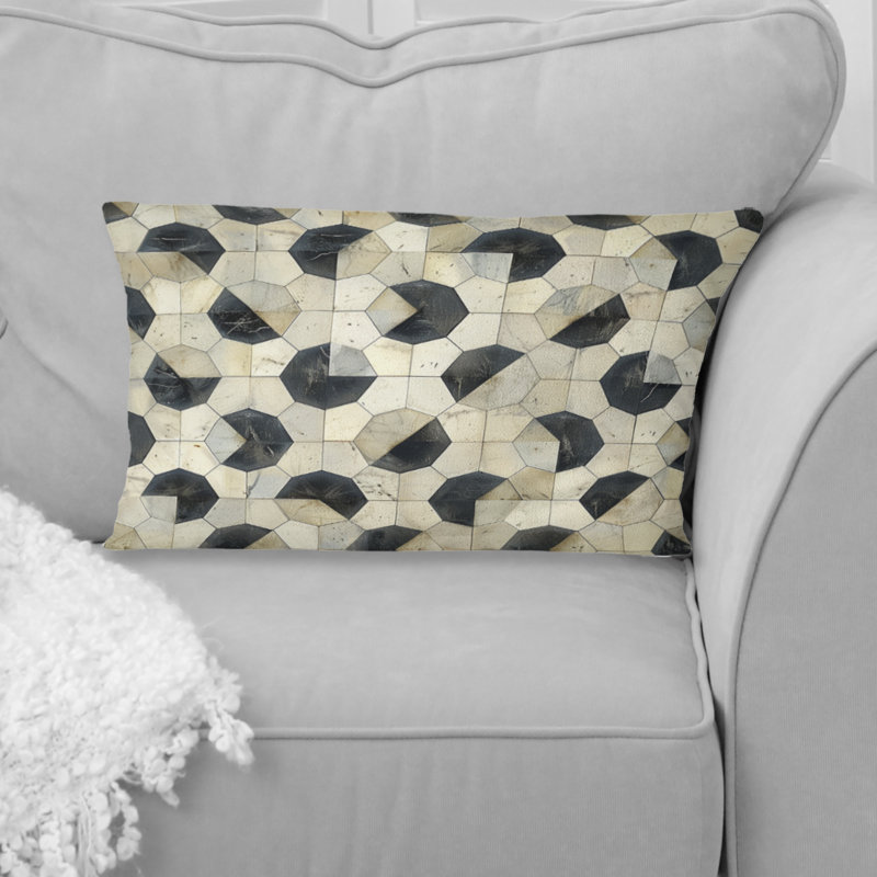 Formes géométriques - Coussin lombaire géométrique, Noir / Beige