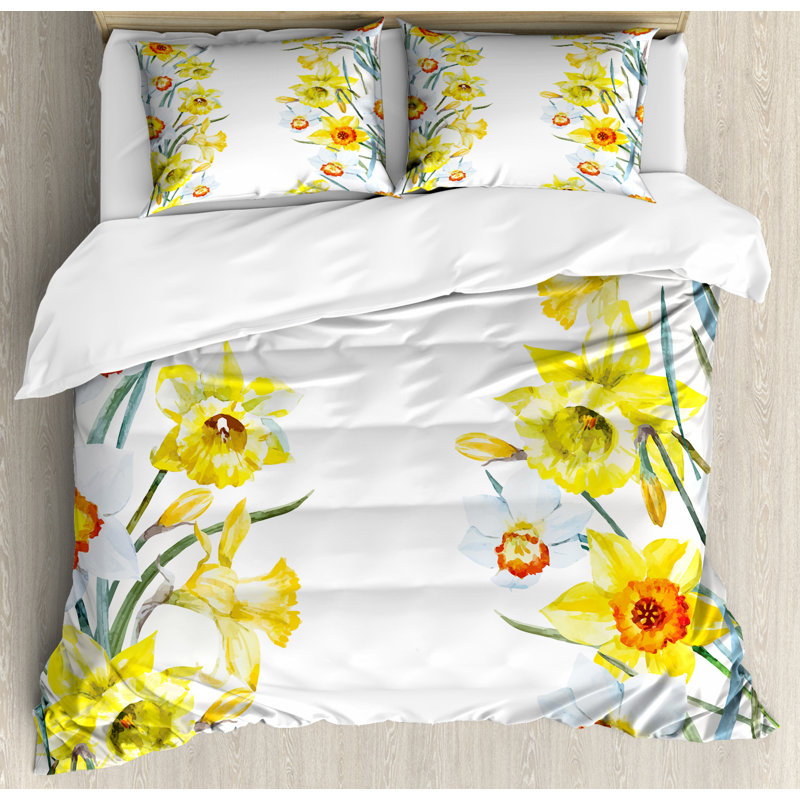 French Country Polyester Floral Duvet Cover, Queen Duvet Cover + 2 Shams