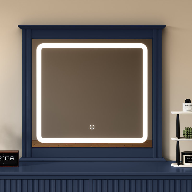 6 Drawer Dresser With Lighted Mirror, Blue