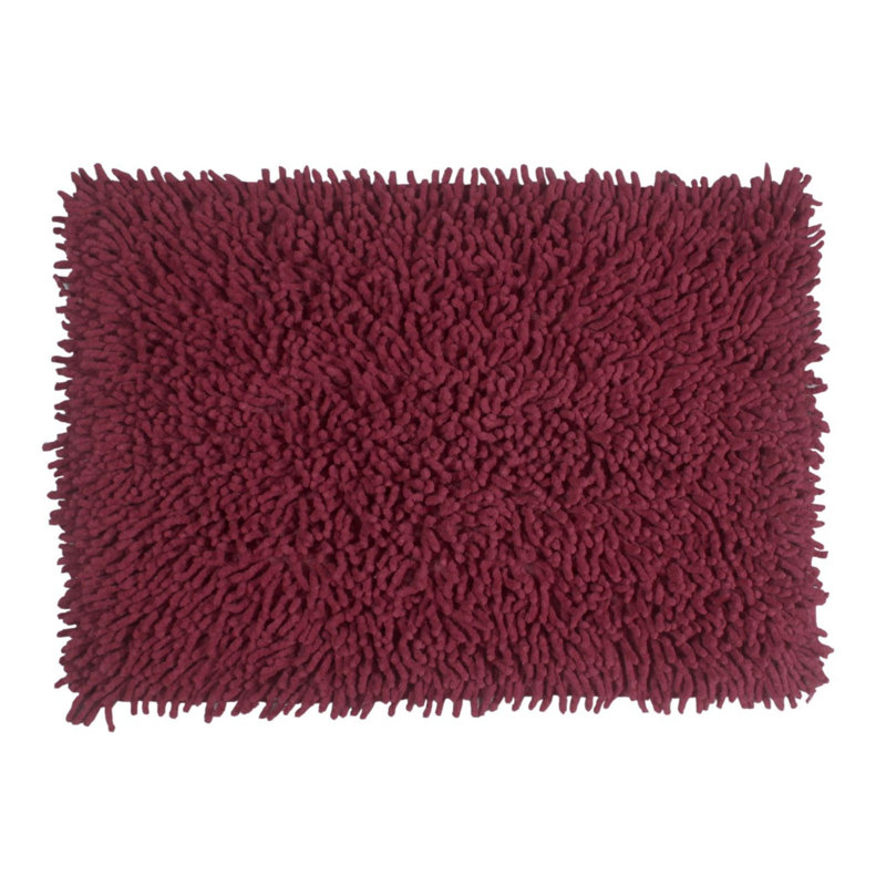 Hayworth Plush Cotton Bath Mat, 17" W x 24" L, Red