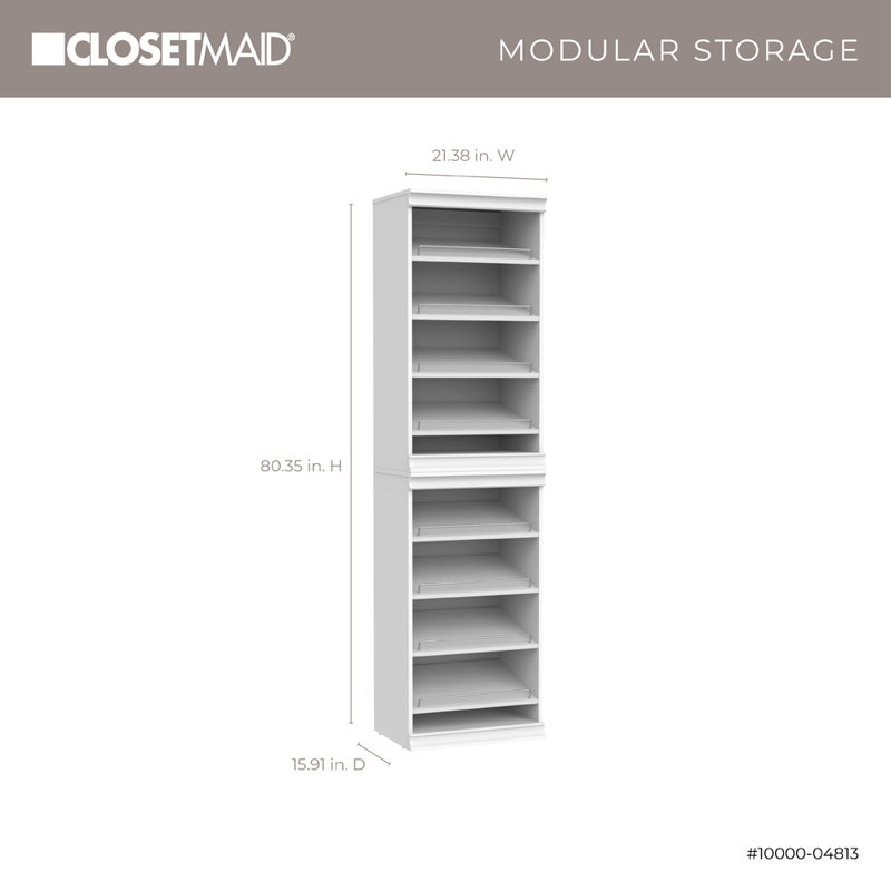 Modular Storage 21.38" W Cabinet Shoe Unit, White