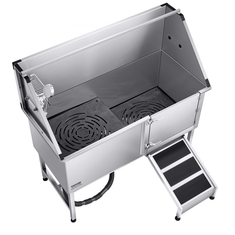 149.1cm H x 149.9cm W x 70.1cm D Stainless Steel Dog Grooming Tub