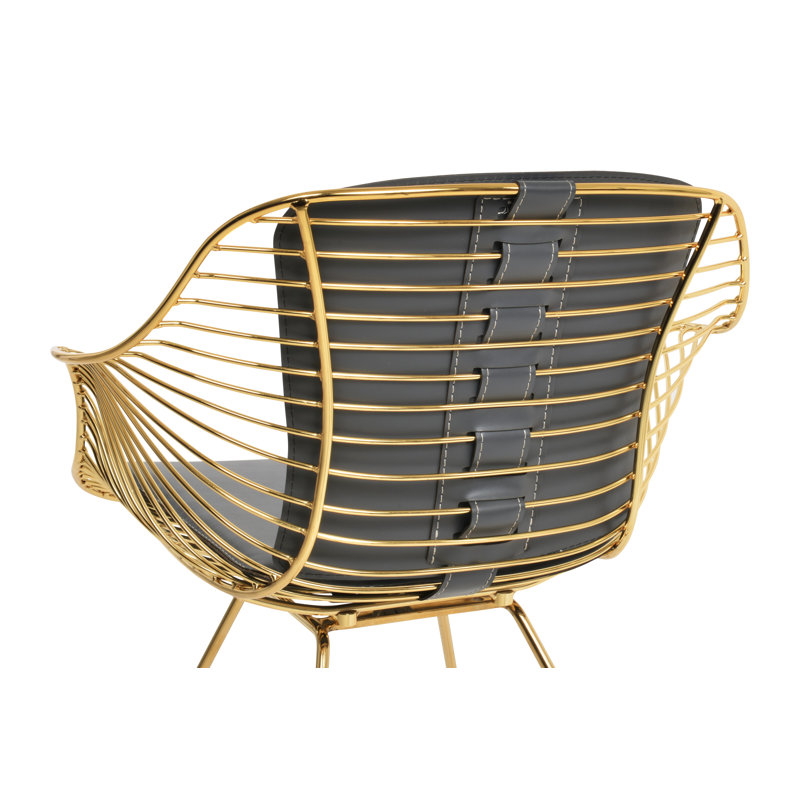 Fauteuil Zebra en or, Similicuir gris foncé