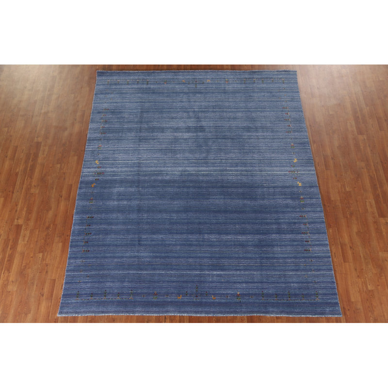 Tapis rayé bleu Gabbeh 8 x 10