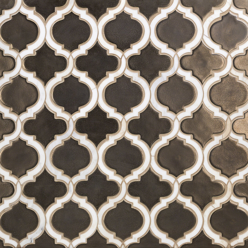 Divine Arabesque 4" x 3" Ceramic Mosaic Tile (0.80 Sq. Ft. / Sheet), Metallic Copper