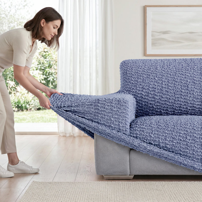 Housse extensible pour fauteuil - Style épuré et minimaliste - Collection Embrace, Bleu