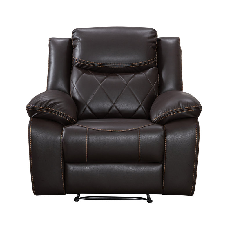 Scavorris Faux Leather Recliner, Brown Faux Leather