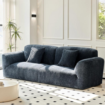 Canapé modulaire en chenille bleue