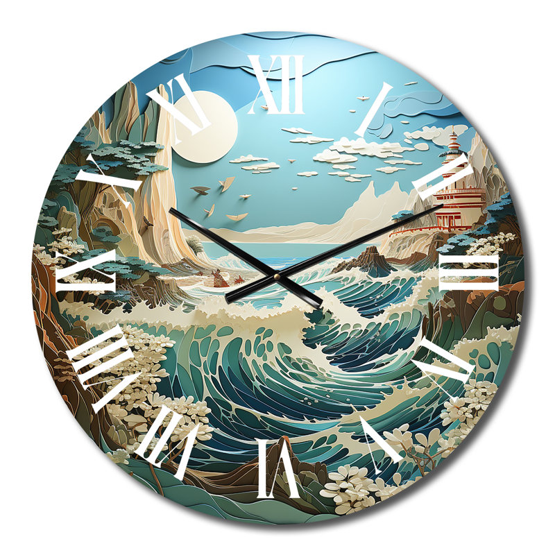 Horloge murale nautique et de plage Coastal Majesty Papercut, Petit