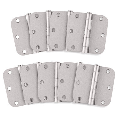 Door Hinge In Satin Brass, 3.5-Inch, 5/8-Inch Radius, 9-Pack