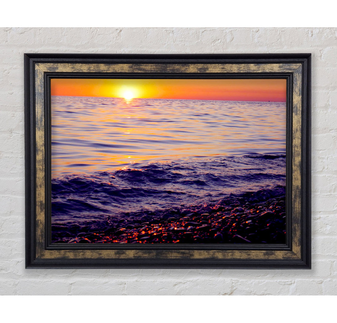 Orange Sunset Ocean Glisten - Bilderrahmen Kunstdrucke