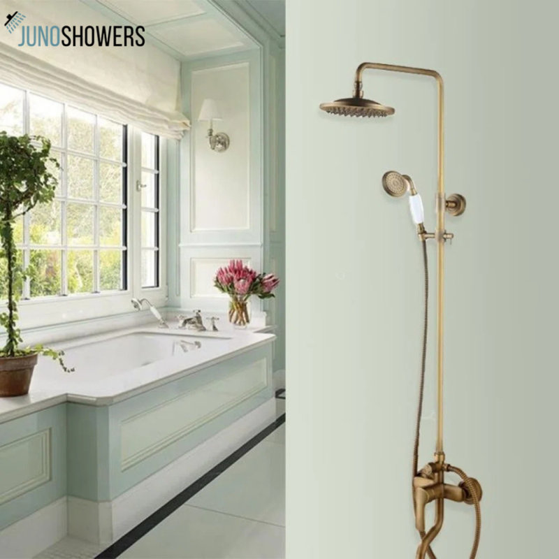 Wall-Mounted Thermostatic Shower System with Waterfall and Rainfall Head Plus Hand Shower