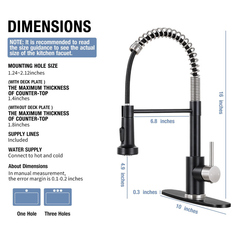 Kitchen Faucets with Pull Down Sprayer, Silver Black