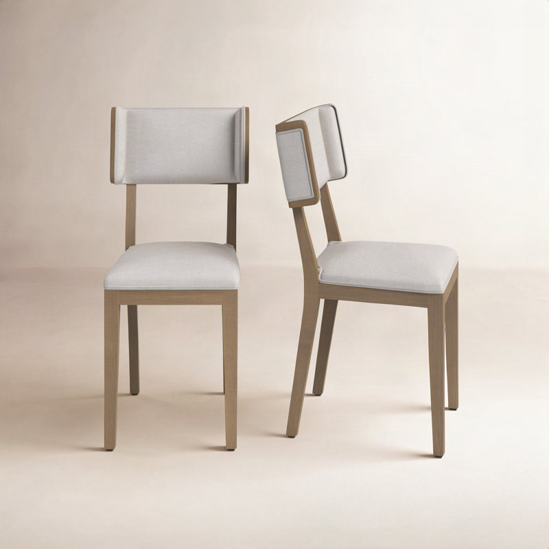 Chaise d'appoint rembourrée en bois massif Maine, Brun pâle