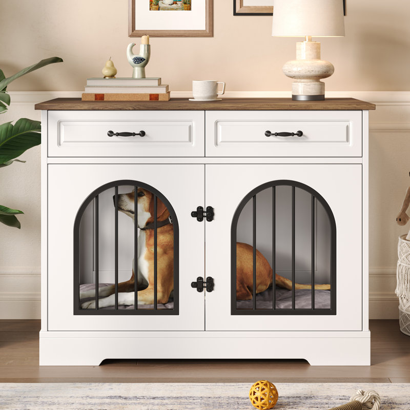 Chenil d'intérieur robuste pour chien avec 2 tiroirs de rangement
