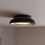 Luminaire encastré à  DEL de 21 W, noir mat, avec veilleuse, abat-jour en verre blanc et intérieur doré