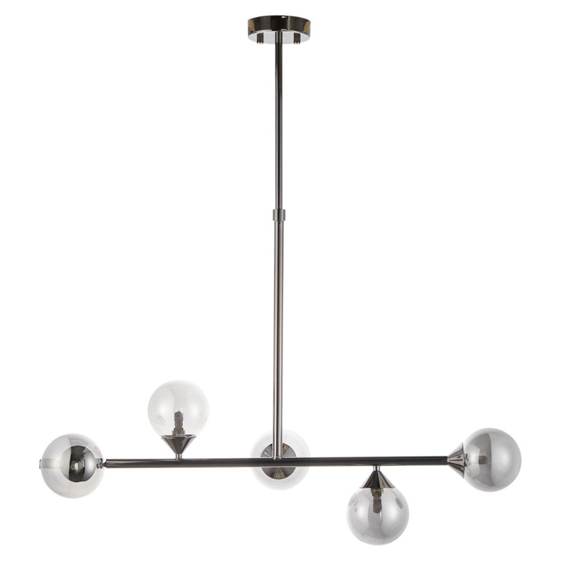 Bendeguz Wangara 5-Light Unique Chandelier, Black Chrome, Smoked Mirrored Glass