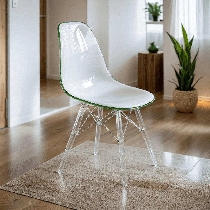 Chaise d'appoint en acrylique Culley, 1, Blanc vert