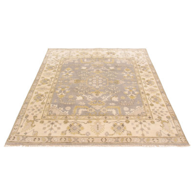 Tapis gris en laine noué à la main Royal Oushak 7 pi 10 po x 9 pi 11 po