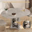 Table de salle à manger extensible avec rangement, table de cuisine extensible de 43,3 à 59 pouces pour 2 à 8 personnes, table à abattants peu encombrante avec base en métal robuste et panneau de fibres à densité moyenne épaissie pour la salle à manger, gris-1851032471