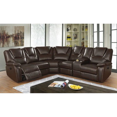 Canapé modulaire inclinable en cuir véritable 107 po Gredmarie