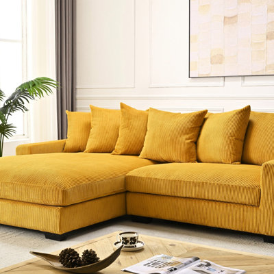 Canapé modulaire surdimensionné deux pièces pour le salon Luxe, canapé en L de 102,4 po avec méridienne, revêtu de tissu velours côtelé