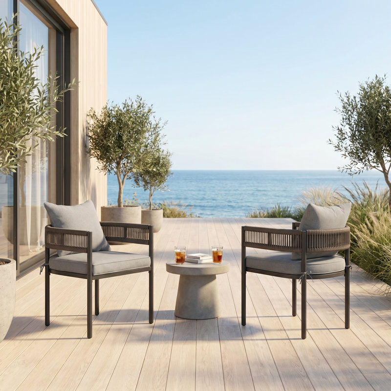 Chaises de salle à manger d'extérieur en PE avec coussins 2 pièces