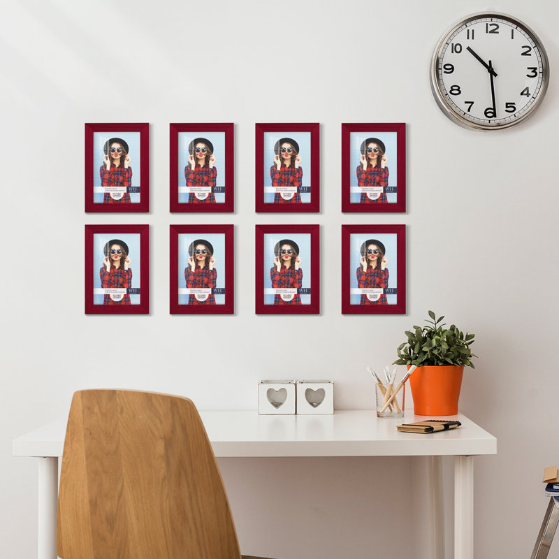 Red Wood Picture Frame - Set of 8, 5" x 7"