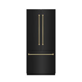 ZLINE Autograph 36 in. Black Steel French Door Refrigerator w/ Gray Interior & Bronze Helix Handles