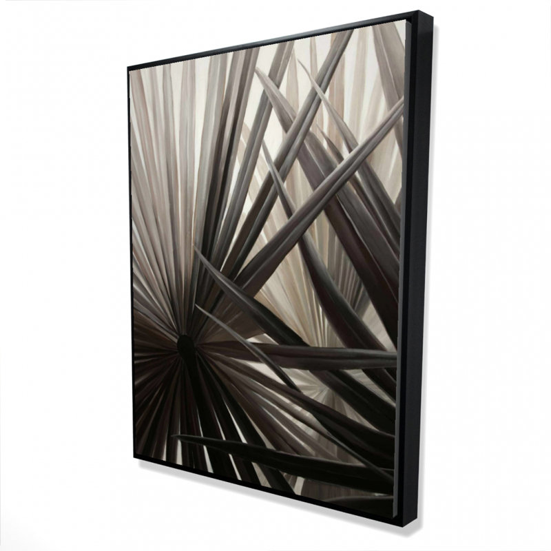 Grayscale Tropical Plants Print On Canvas