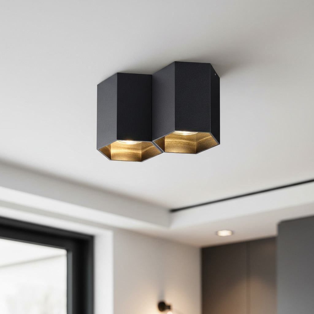 UltraBeam GU10 LED Dimmable Hexagonal Surface Mounted Ceiling Spotlight - 3000k warm white