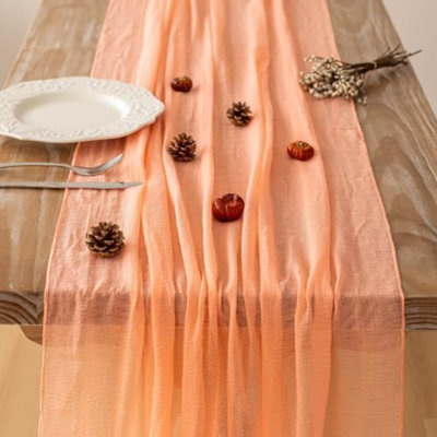 Chemin de table en mousseline de soie au saumon frais, 120 pouces, décorations de fête d'automne pour la maison