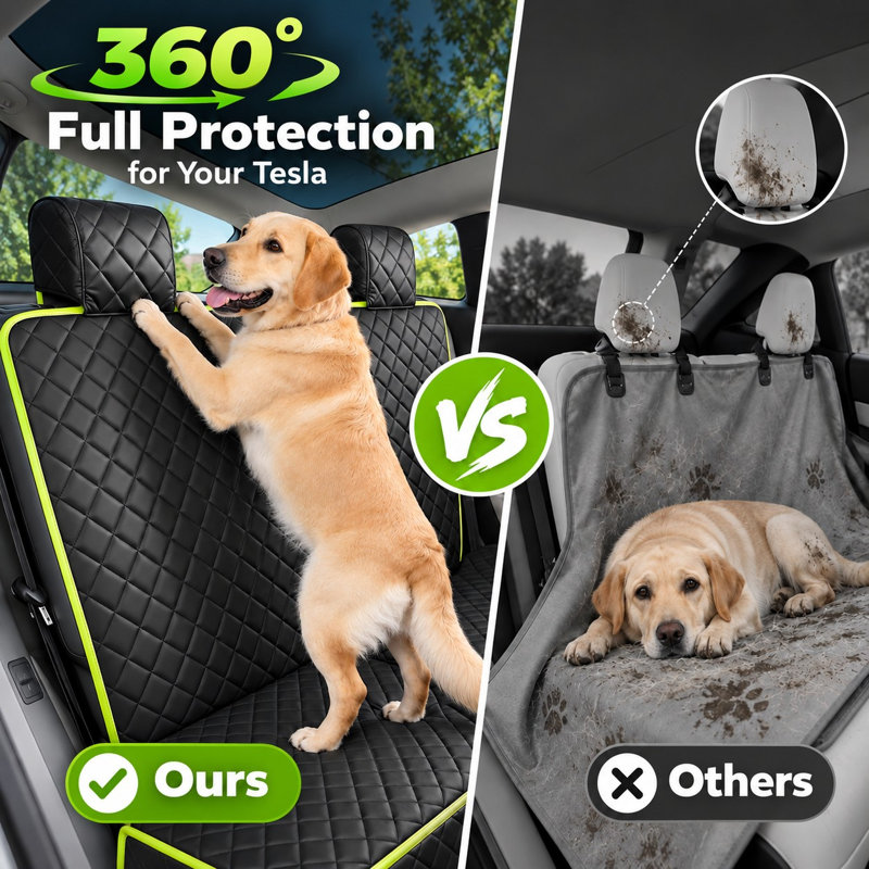 Using scratch-resistant leather, this rear dog hammock provides 360° full coverage, a non-slip design, waterproof protection, and window-flap insert fixing for compatible back seats.