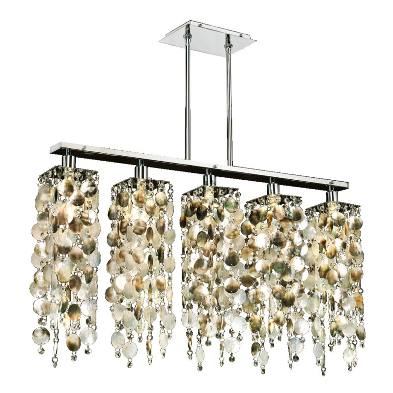 Luminaire suspendu linéaire pour îlot de cuisine 5 lumières Citrana