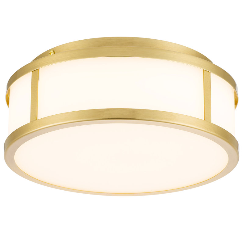 Plafonnier encastré à DEL intégré en laiton antique de 10 po utilisant une DEL écoénergétique, 1225 lumens avec 24 W, 3 choix de température de couleur 3000 K / 4000 K / 5000 K, gradateurs appropriés à intensité variable, verre blanc gravé