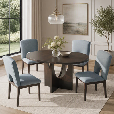 Ensemble de table de salle à manger moderne extensible 5 pièces avec rallonge amovible de 16,2 pouces pour petits espaces, durable et élégant