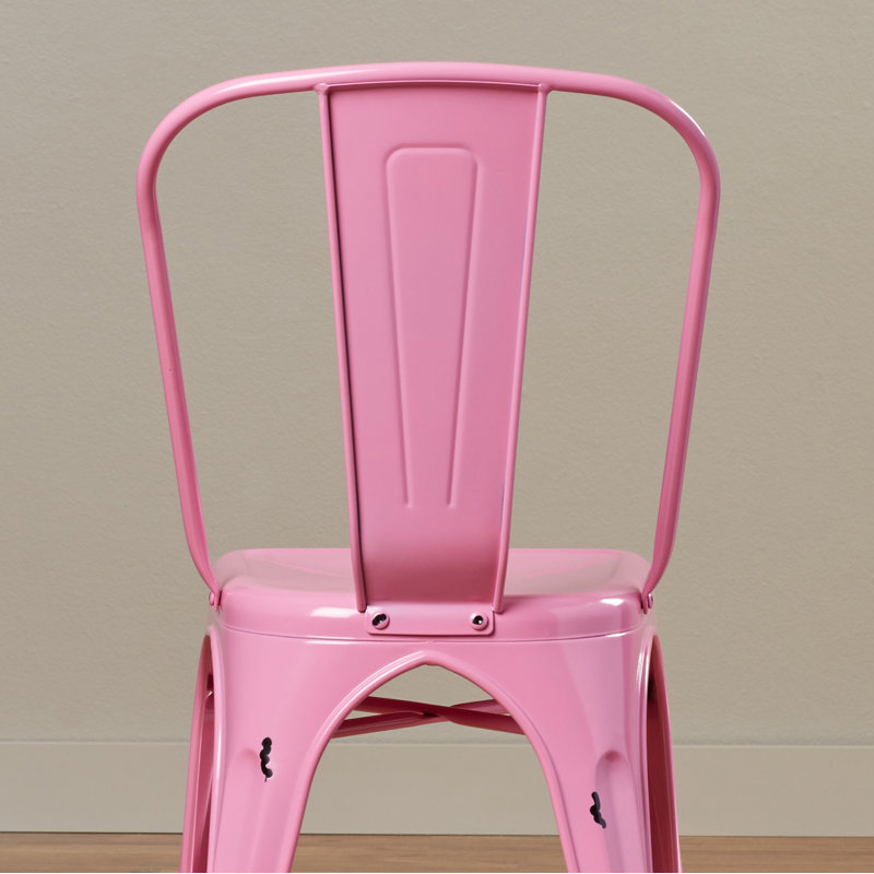 Chaise d'appoint à dossier en lattes Venedy, Rose gomme à bulles