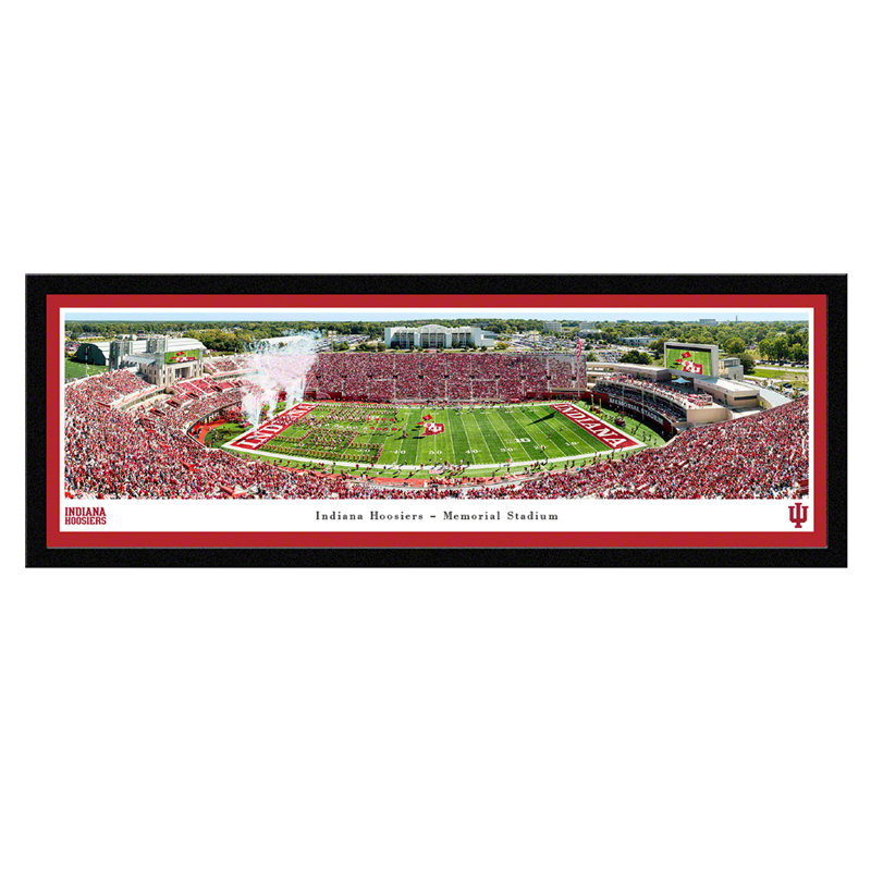 NCAA Indiana Football Panoramic Print, Black Floater Framed, 13.75" H x 40.25" W x 0.88" D