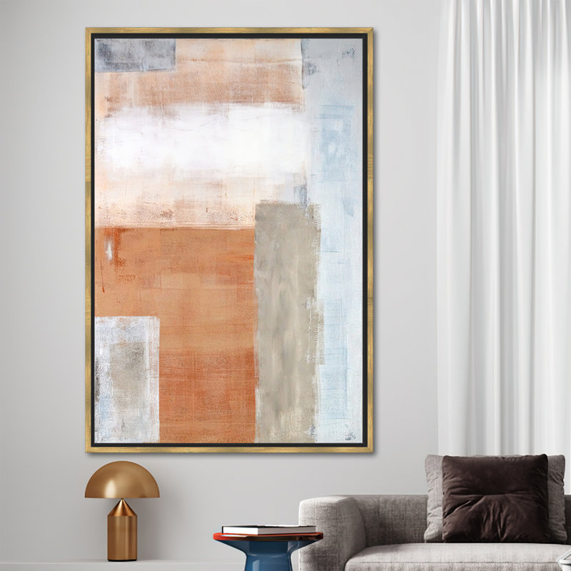 Toile douce, peinture, toile abstraite, toile abstraite, H 26 po x l 18 po x P 0,78 po, Cadre flottant noir