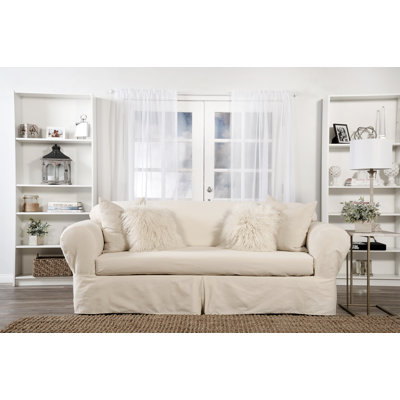 Denim Box Cushion Loveseat Slipcover
